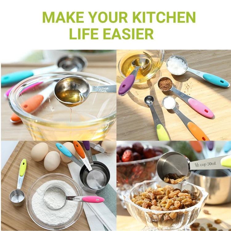 Stainless Steel Measuring Cups and Spoons (10 Pcs)