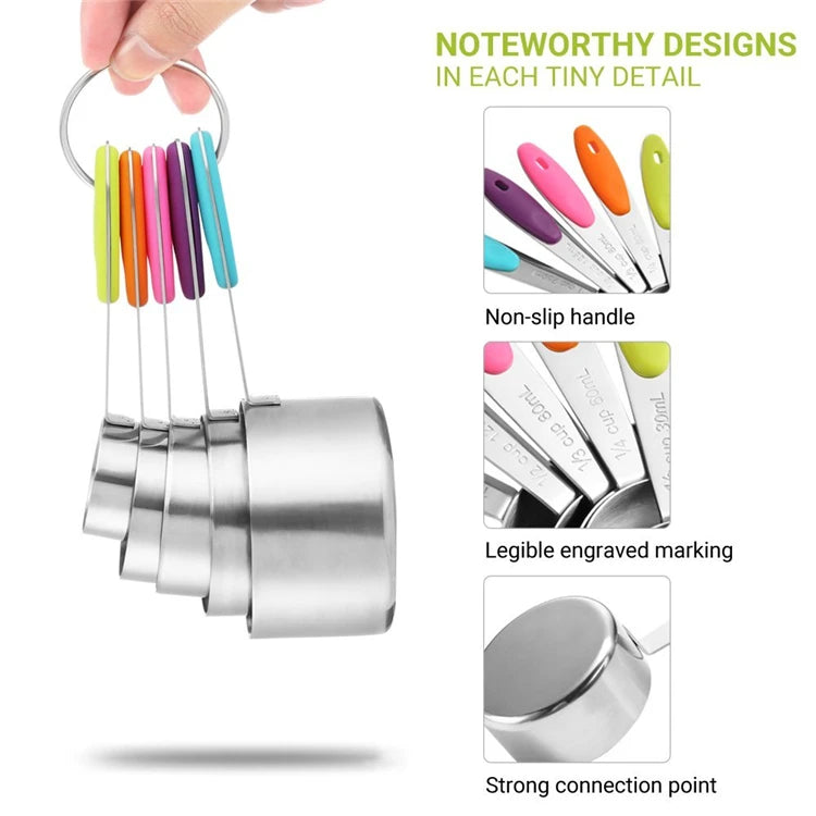 Stainless Steel Measuring Cups and Spoons (10 Pcs)
