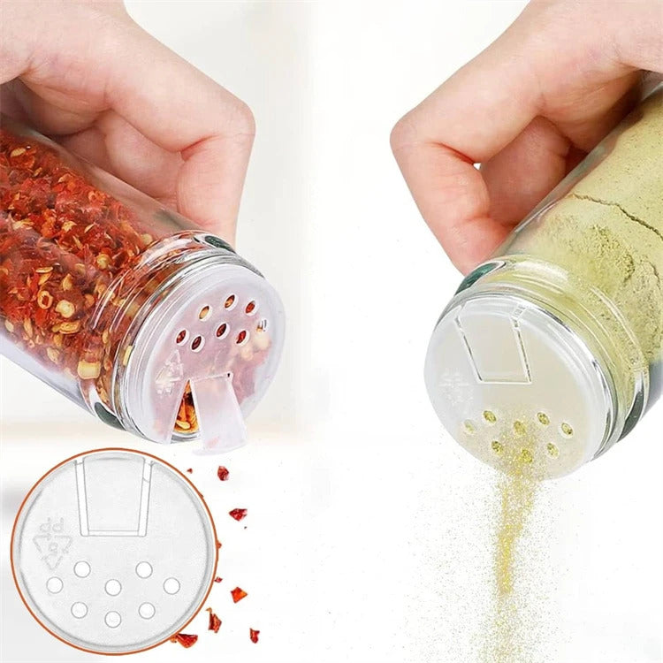 Glass Spice Jars with Labels (12 Pcs)