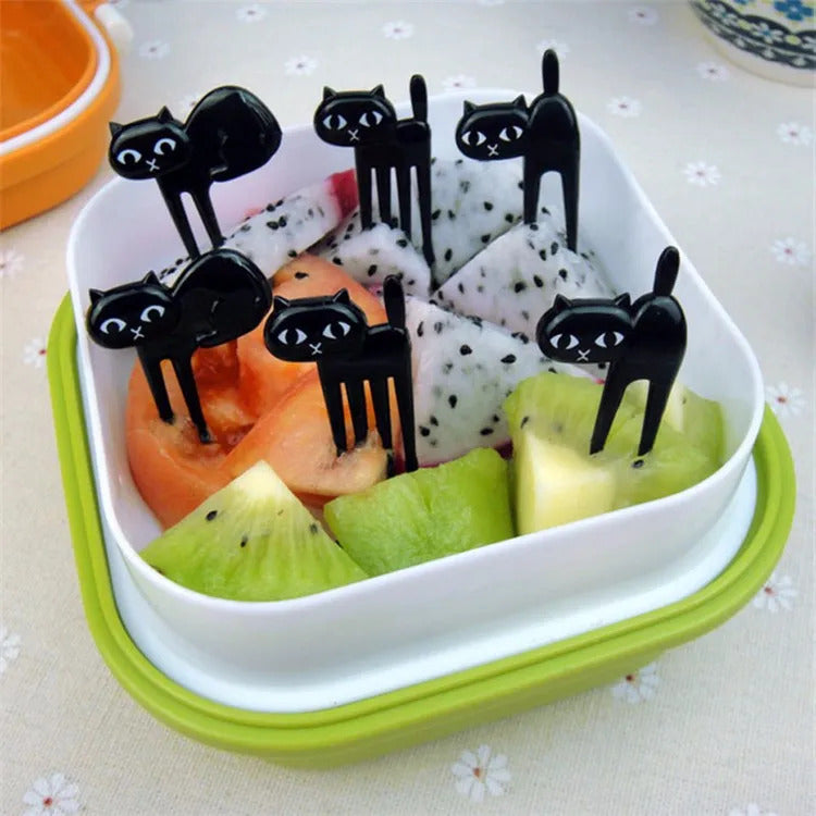 Black Cat Fruit Fork Set (6 Pcs)