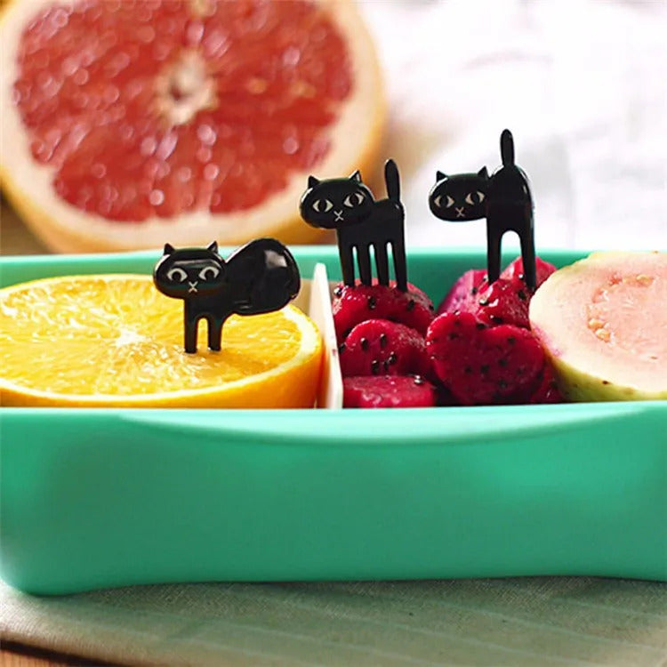 Black Cat Fruit Fork Set (6 Pcs)