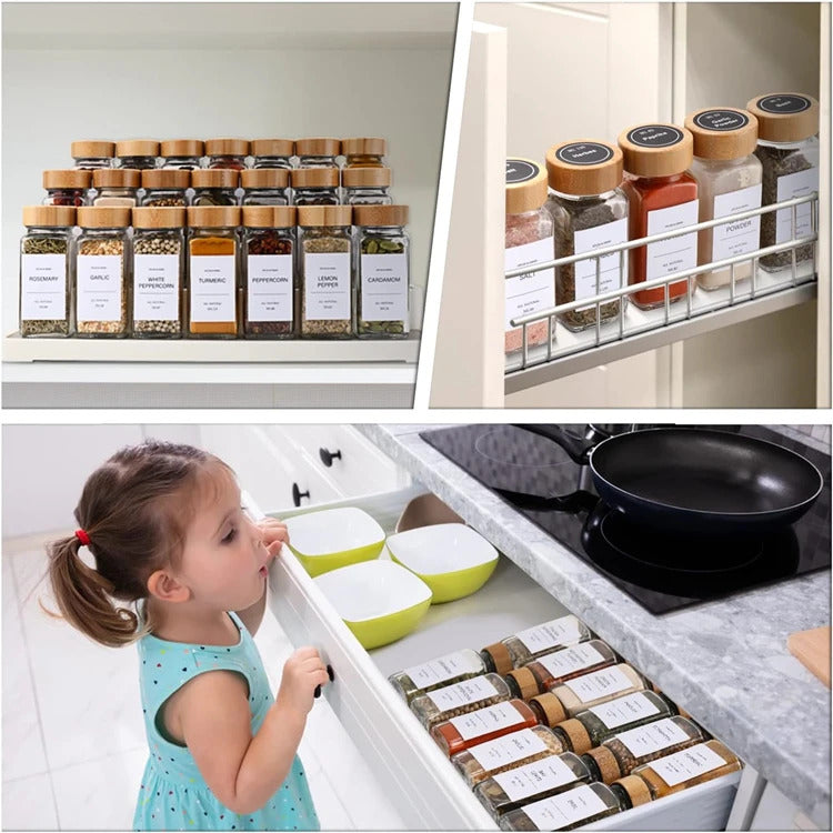 Glass Spice Jars with Labels (12 Pcs)
