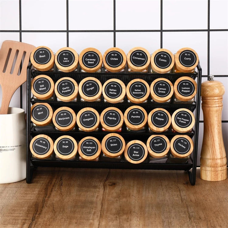 Glass Spice Jars with Labels (12 Pcs)