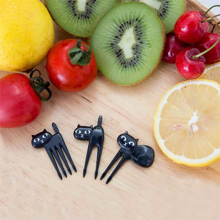Black Cat Fruit Fork Set (6 Pcs)