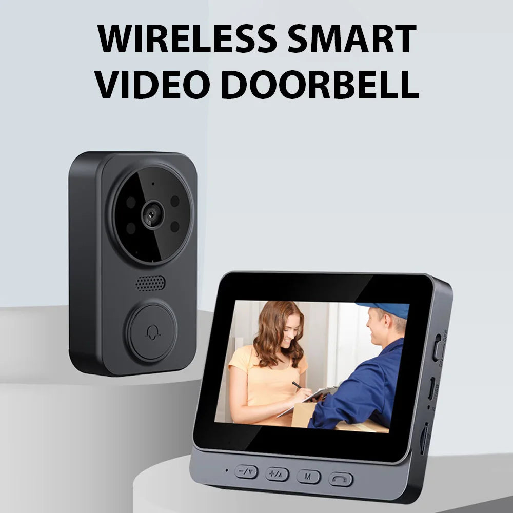Wireless Video Doorbell with Screen 4.3'' IPS HD Smart Intercom - 2.4G Wifi, Two-Way Talk, Night Vision