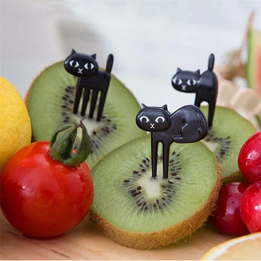 Black Cat Fruit Fork Set (6 Pcs)